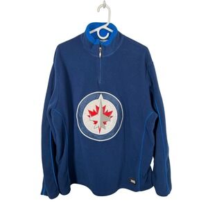 NHL Winnipeg Jets Blue Quarter Zip Fleece Pullover Sweater XL Hockey Jacket